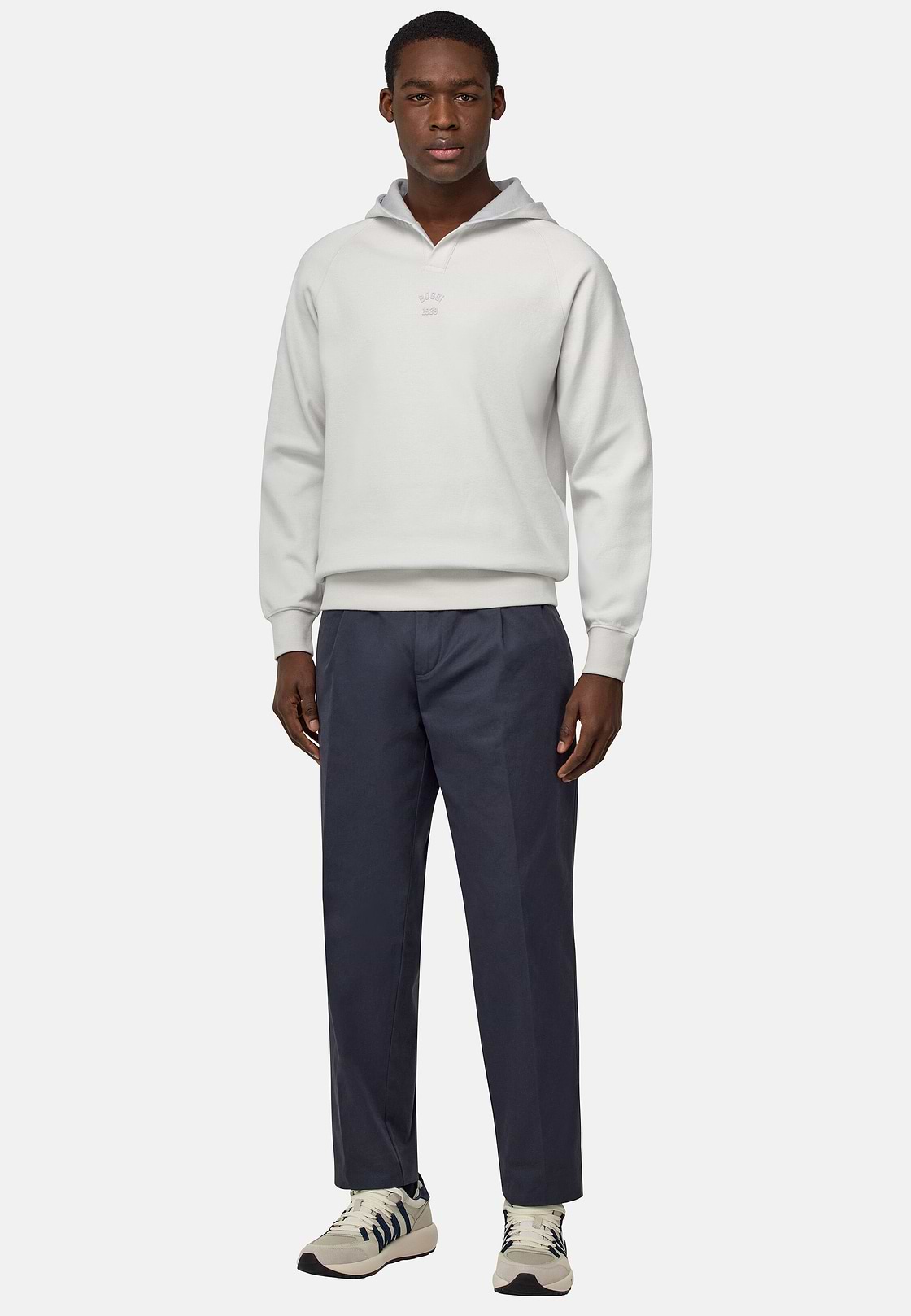 Cotton Blend Hoodie, White, hi-res
