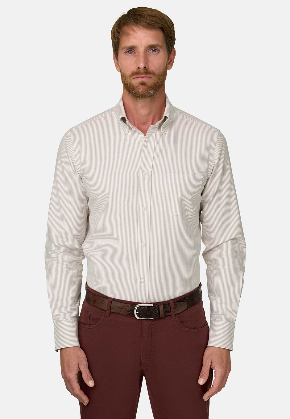 Chemise À Lignes En Oxford De Coton Regular Fit, CAML, hi-res