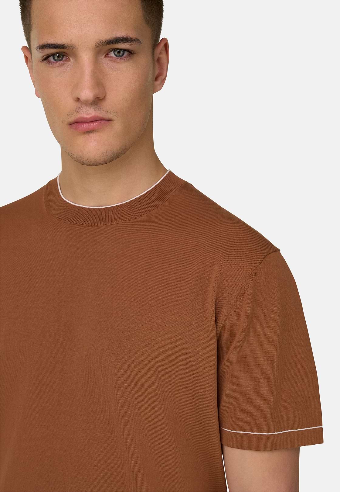 Strick-T-Shirt Aus Baumwollkrepp, Rosso, hi-res, 4