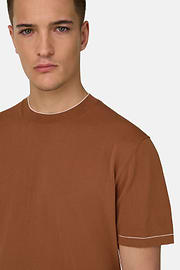 Strick-T-Shirt Aus Baumwollkrepp, Rosso, thumb, 4
