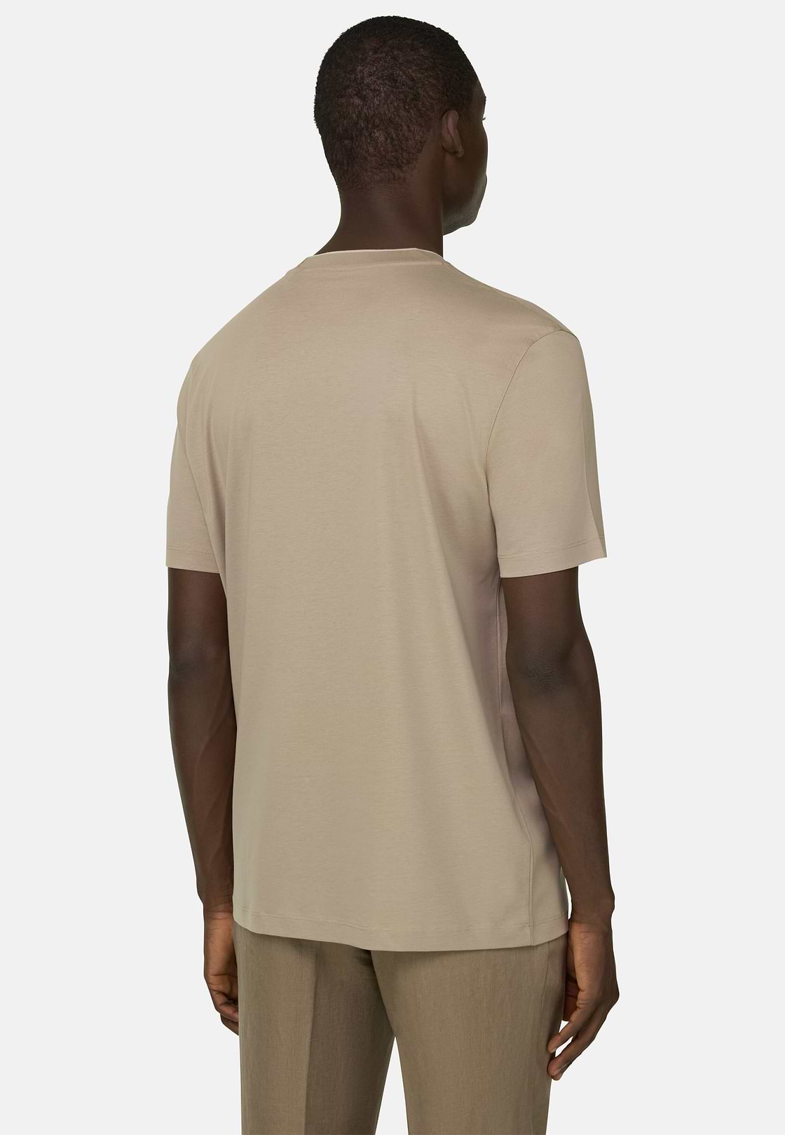 T-Shirt En Coton Tencel, Taupe, hi-res, 3