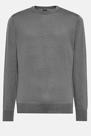 Green Merino Wool Crew Neck Jumper, Green, hi-res