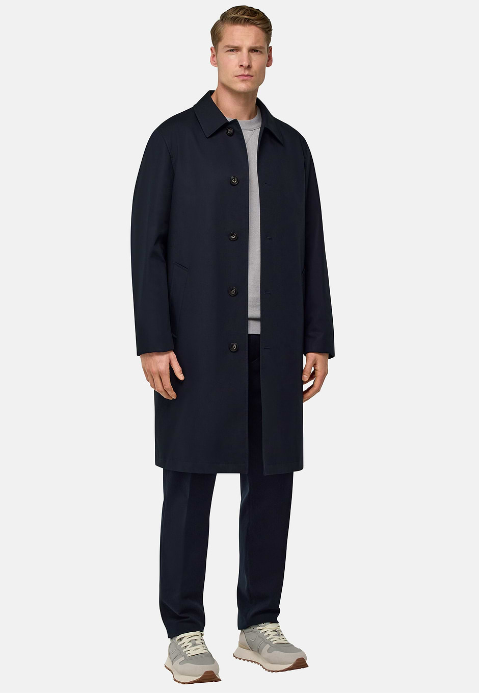 Caban In Cotone Tecnico, Navy, hi-res