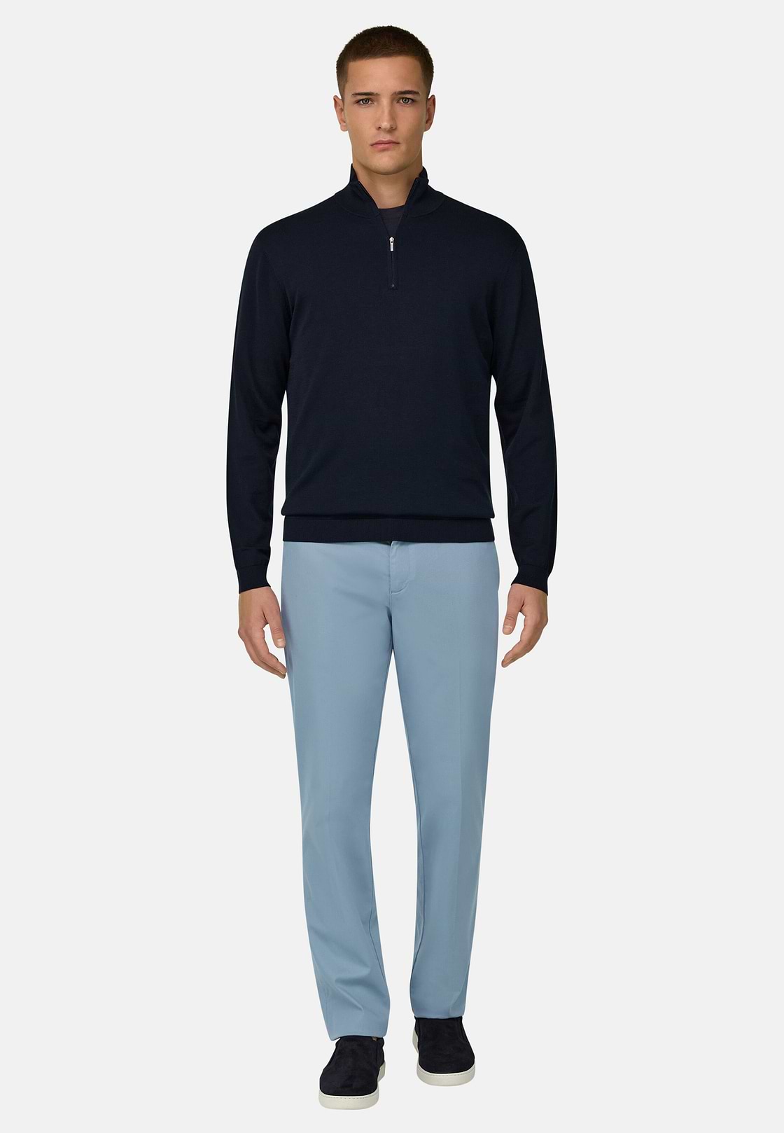 Pantalon En Coton Tencel Extensible, Air-bleu, hi-res, 2