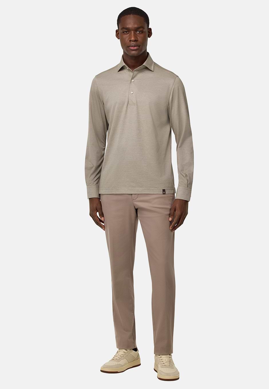 Japanese Jersey Polo Shirt, Taupe, hi-res