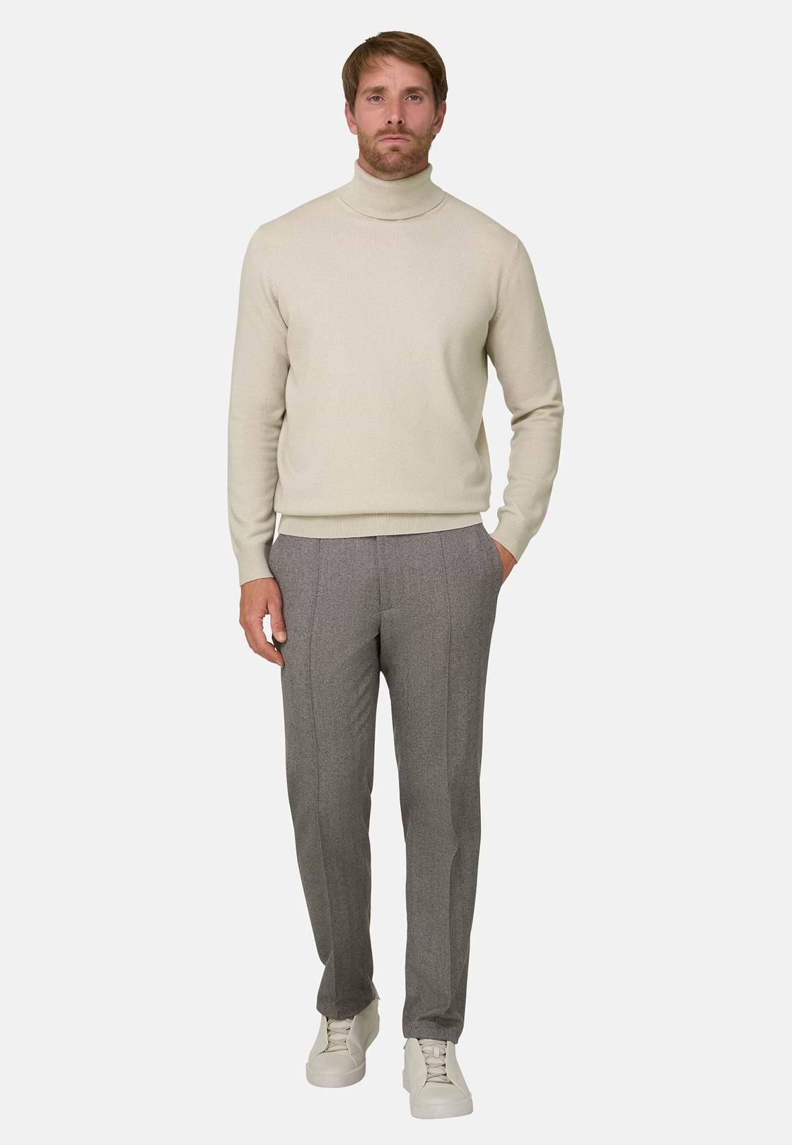 Turtleneck Jumper in Cashmere, Sand, hi-res, 2