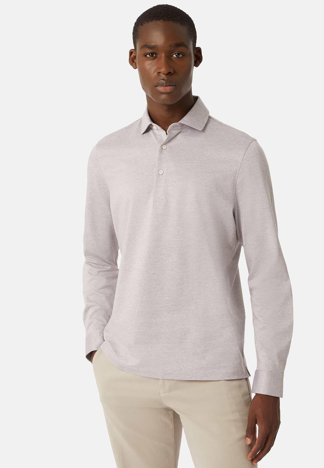 Polo Shirt In Cotton Jersey Regular Fit, Beige, hi-res