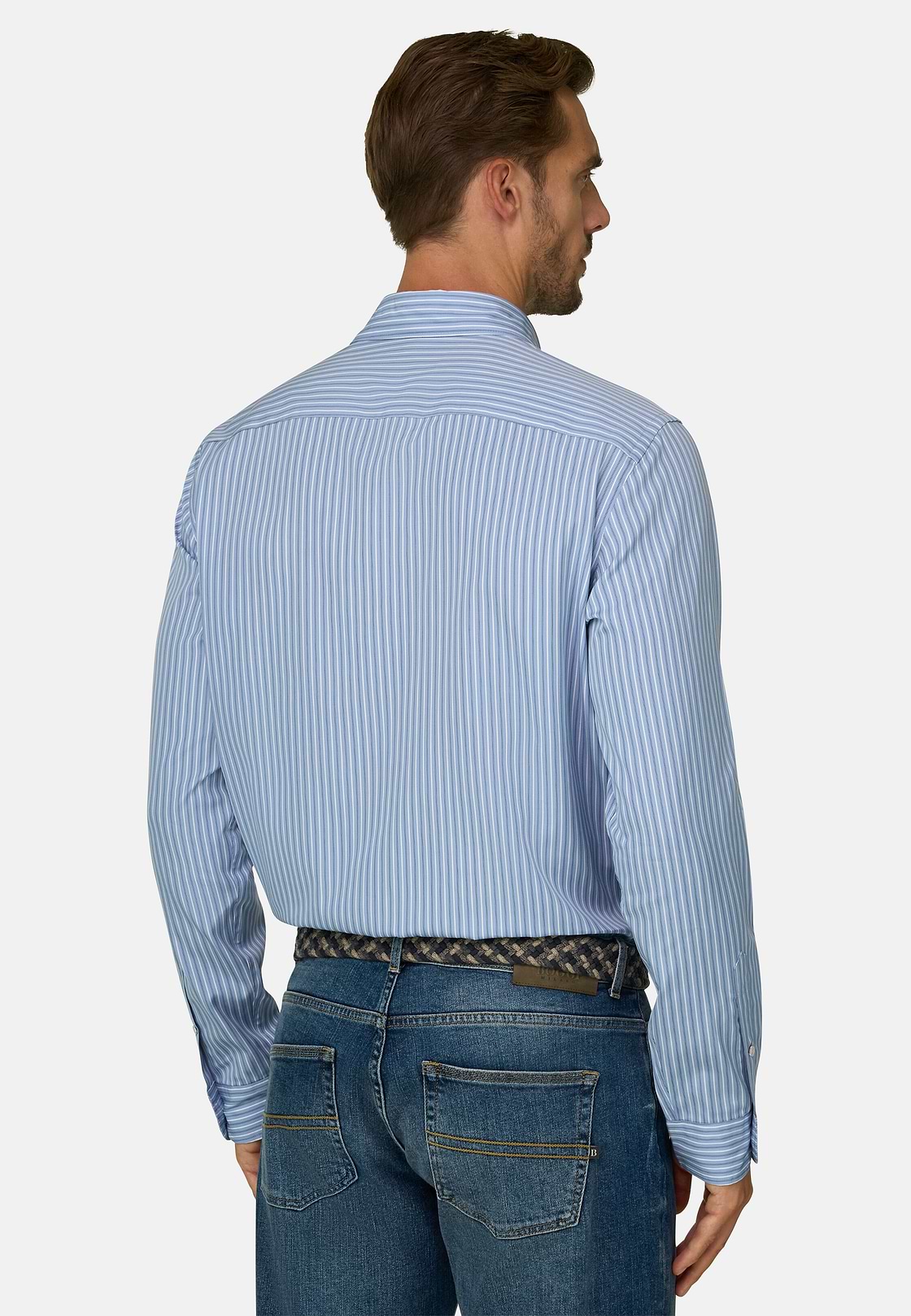 Shirt Striped Poplin Regular Fit, Blue, hi-res, 6