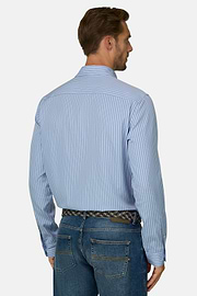Shirt Striped Poplin Regular Fit, Blue, thumb, 6