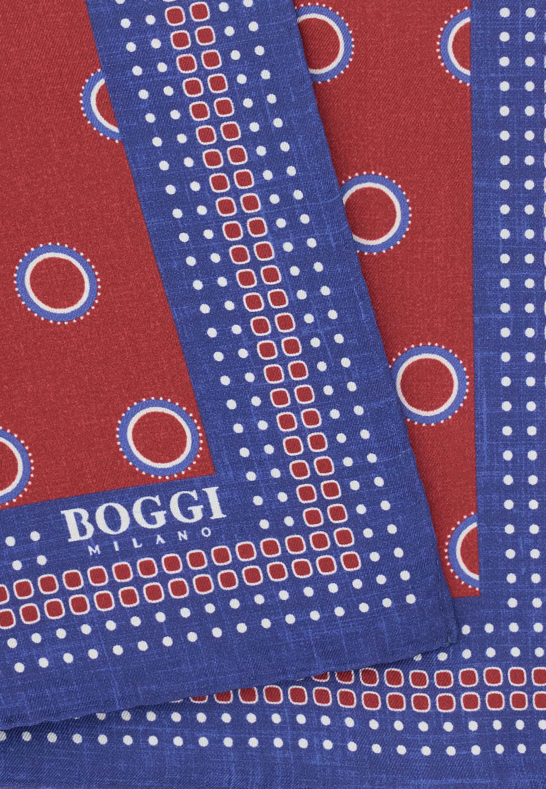 Silk Pocket Square With Medallions Pattern, Burgundy, hi-res, 3