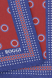 Silk Pocket Square With Medallions Pattern, Burgundy, thumb, 3