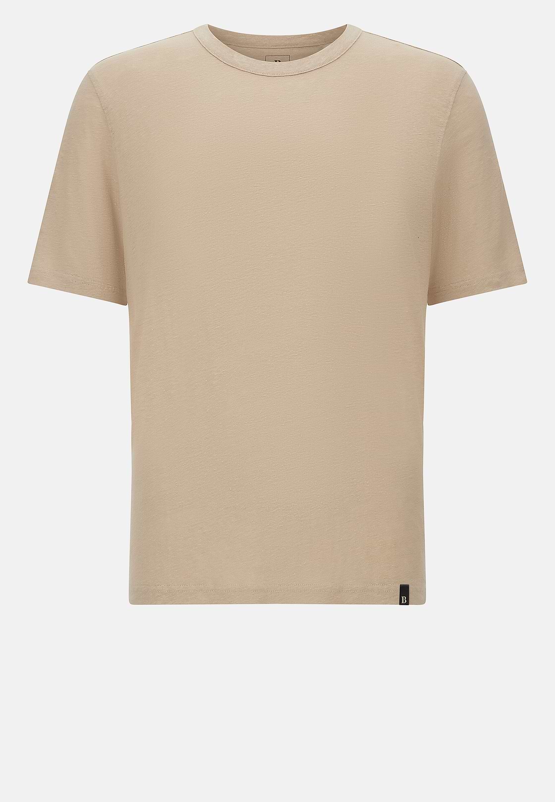 T-Shirt in Stretch Linen Jersey, Sand, hi-res