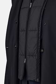Double-Breasted Padded Coat with Removable Bib in Wool, Navy blue, thumb, 3