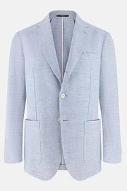 Herringbone Linen and Wool Jacket, Light Blue, thumb, 5