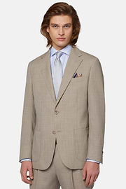 Beige Pure Wool Suit, Beige, hi-res