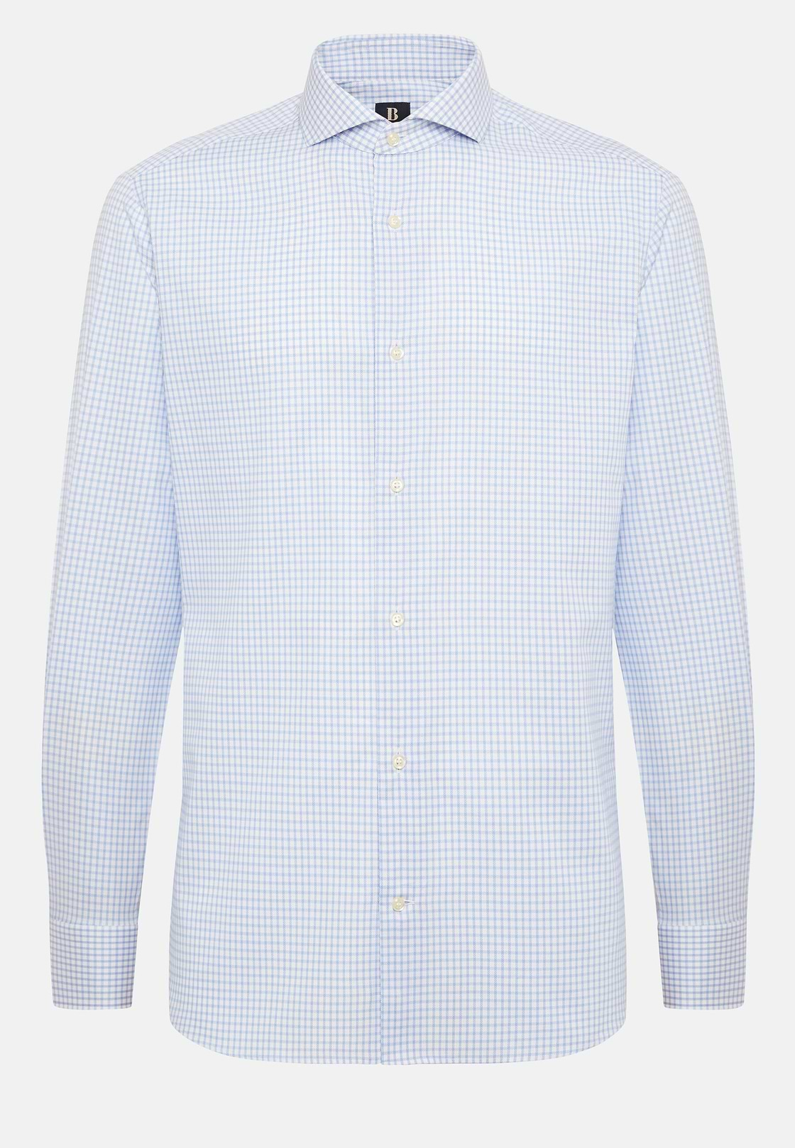 Check Dobby Napoli Collar Shirt Slim Fit, Light Blue, hi-res