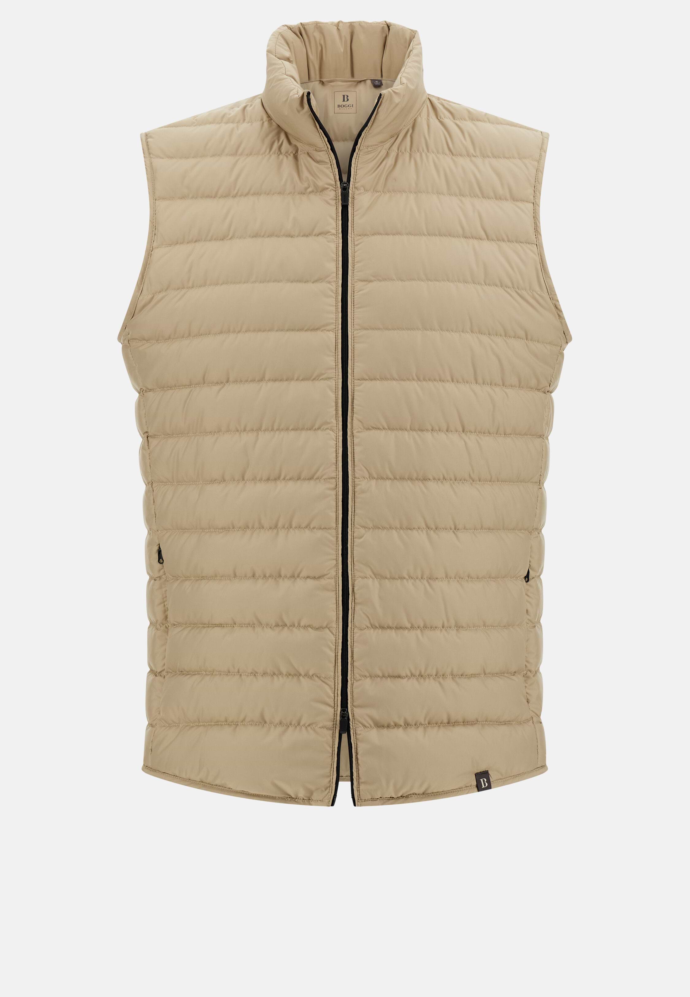 hyeon basil gilet white ヘヨン Men's Gilet In Technical Fabric With Goose Down, Beige | Boggi Milano