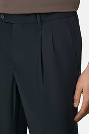 Pantaloni In Cotone Tencel, Navy, thumb, 4