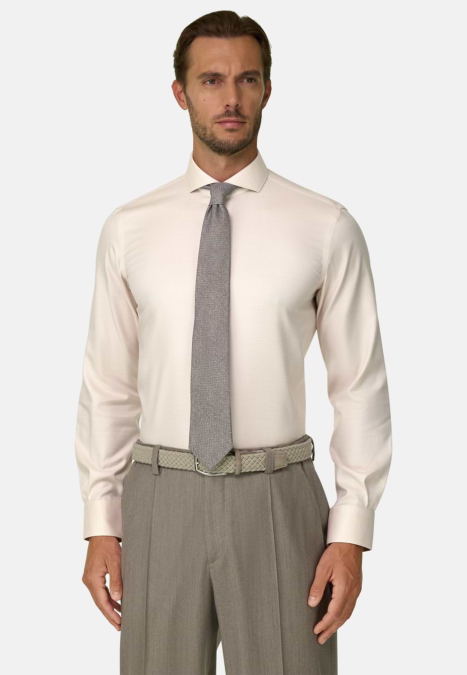 Chemise en Dobby de Coton Non-Iron Slim Fit, Sable, hi-res