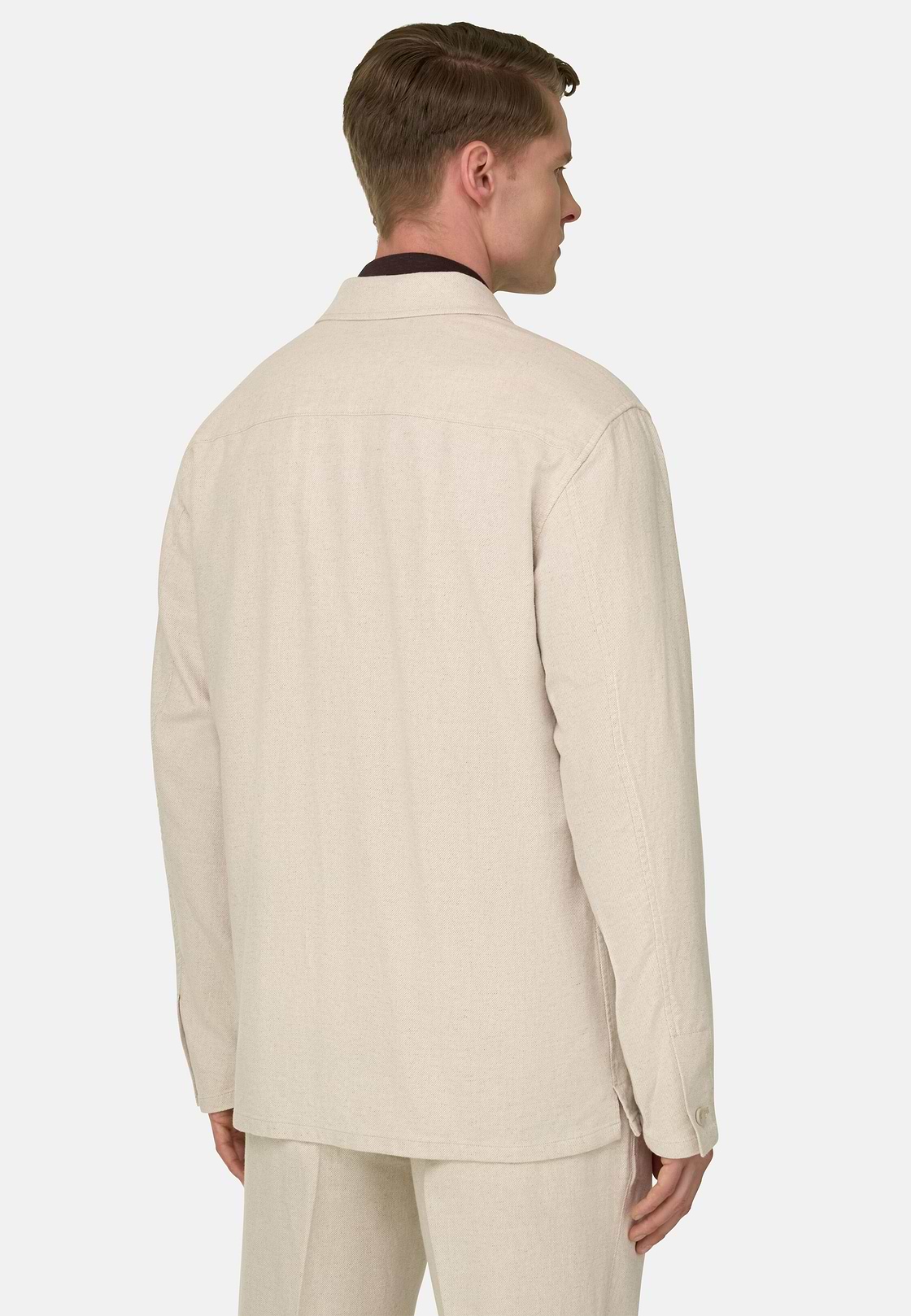 Giacca Camicia Diagonale In Cotone E Lino, Sabbia, hi-res, 3