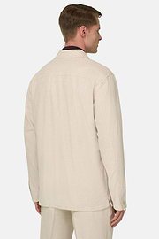 Giacca Camicia Diagonale In Cotone E Lino, Sabbia, thumb, 3