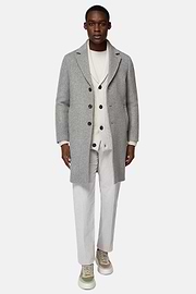 Single-breasted Wool Coat, Grey, hi-res