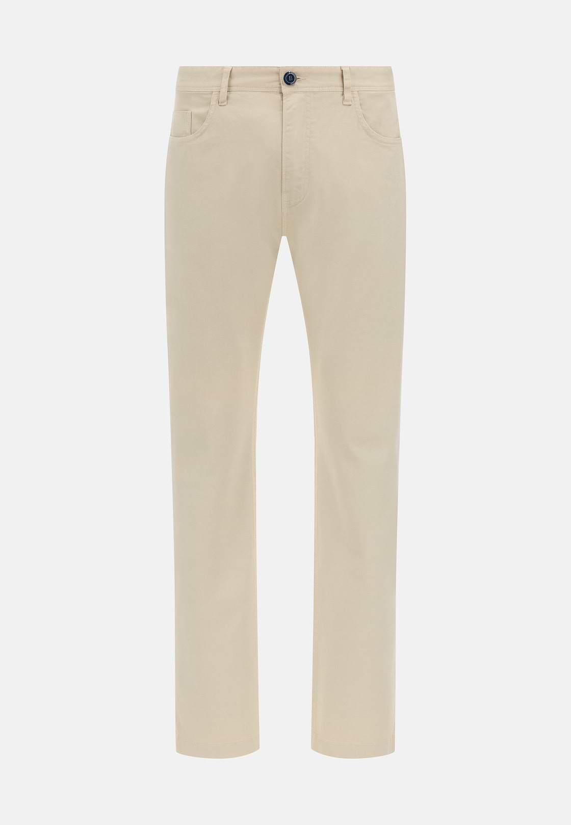 Stretch Cotton 5-Pocket Trousers, Beige, hi-res