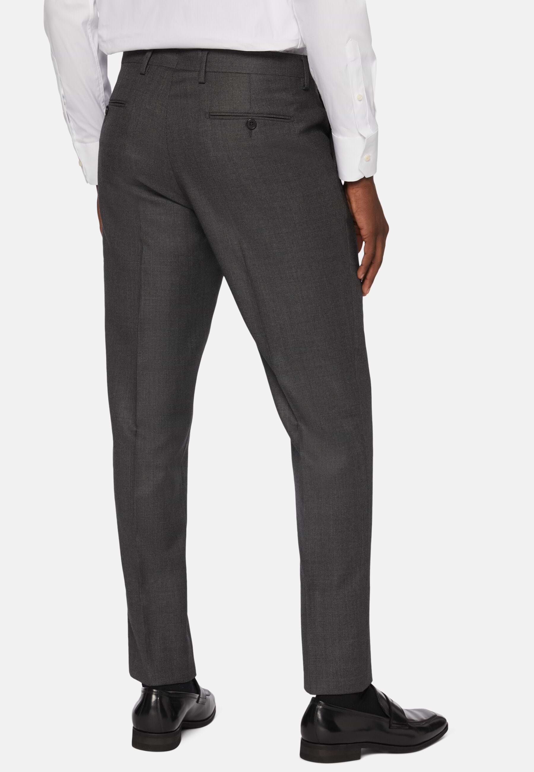 Men's Regular Fit Birdseye Wool Trousers | Boggi Milano