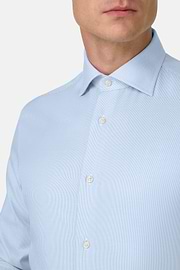 Camicia A Righe In Cotone Slim Fit, Azzurro, thumb, 4