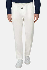 Linen Coulisse Pants, White, thumb, 2