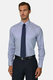 Overhemd Gestreept in Katoen Twill Regular Fit, Blue, thumb, 1