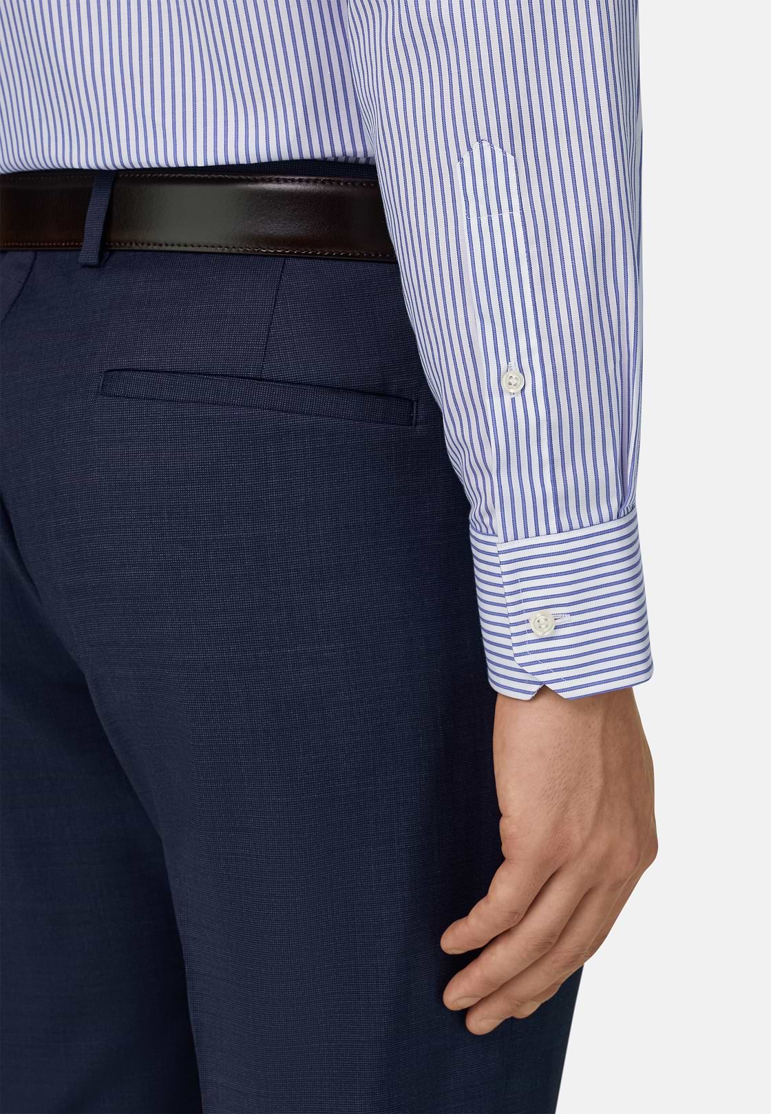 Camicia A Righe In Cotone Regular Fit, Blu, hi-res, 4