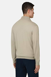 Full-Zip Jumper in Superfine Wool, Sand, thumb, 3