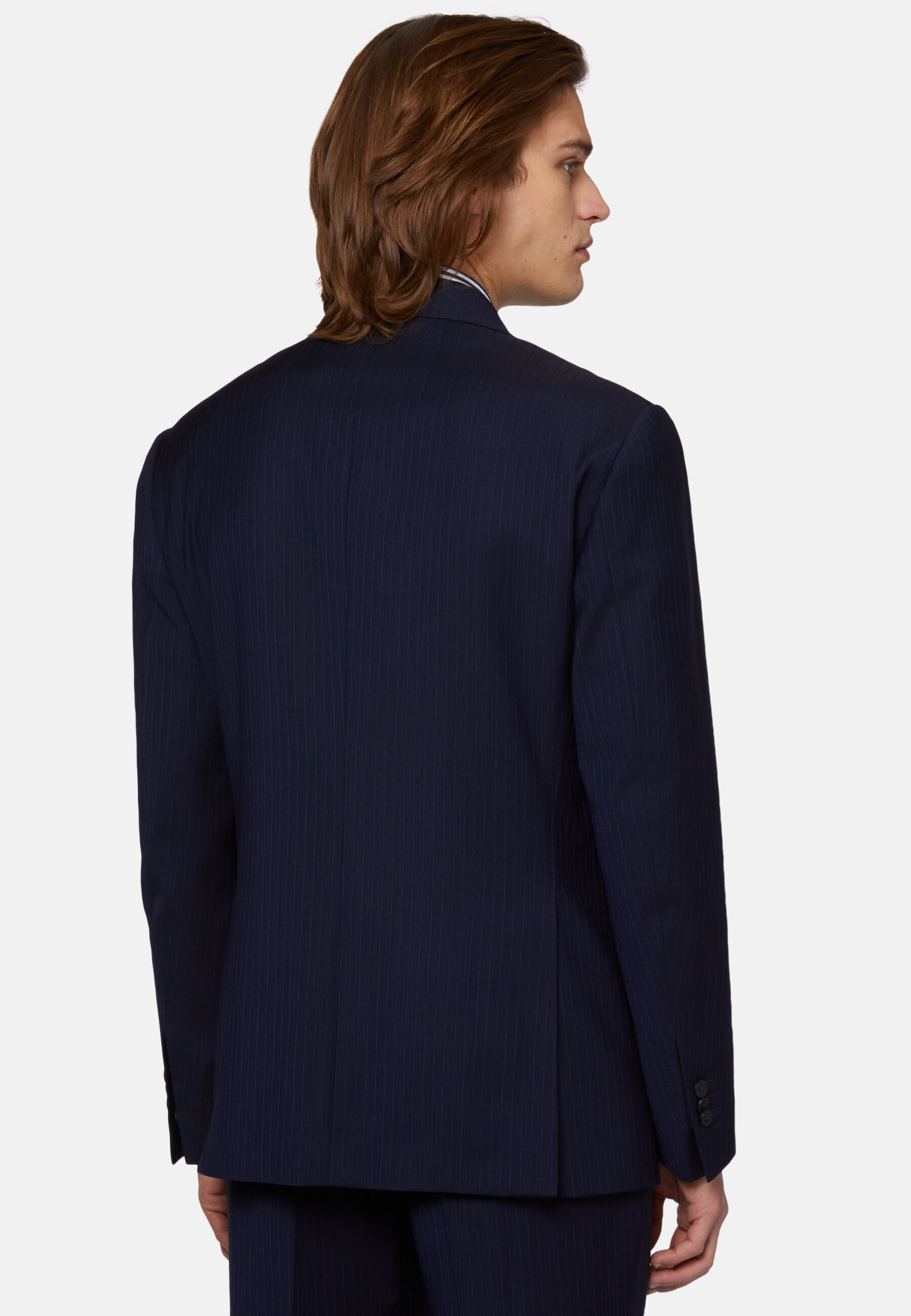 Abito Navy Blu Gessato In Pura Lana Uomo Boggi Milano