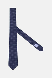Geometric Motif Silk Tie, Navy blue, thumb, 1