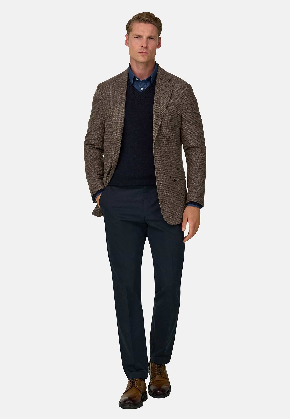 Blazer Micro Patterned Wool Cashmere, Brown, hi-res, 2