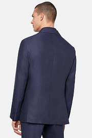 Herringbone Linen Suit Style Capri, Navy blue, hi-res