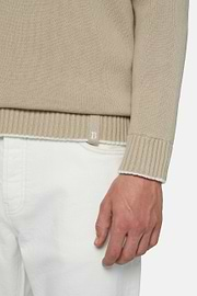 Beiger Pullover Mit V-Ausschnitt Aus Bio-Baumwolle, Beige, hi-res