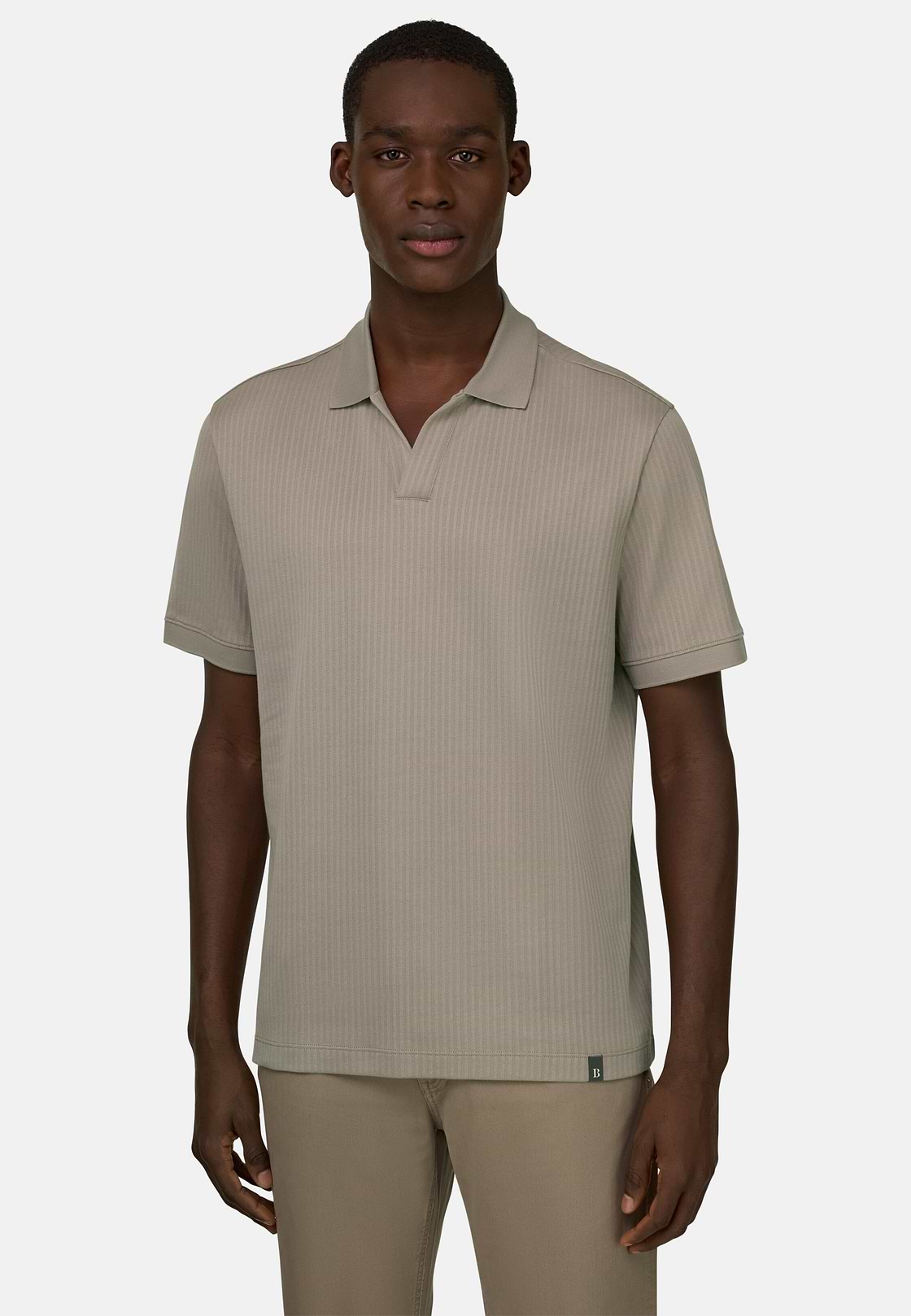 Polo In Cotone Pima Jacquard, Taupe, hi-res, 1