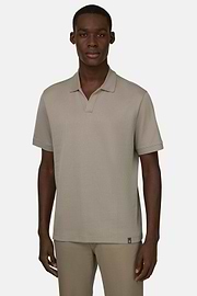 Polo In Cotone Pima Jacquard, Taupe, thumb, 1