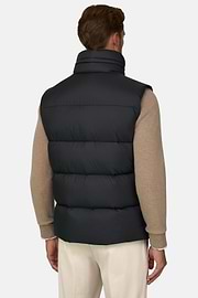 Gilet in Goose Down Technical Fabric, Black, thumb, 4