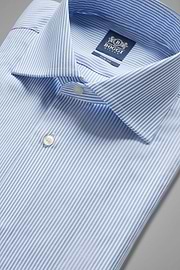Camisa en algodón de rayas azules slim fit, , thumb, 2