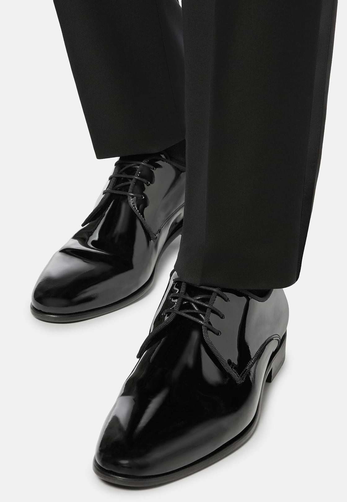 Leather Derby Shoes, Black, hi-res
