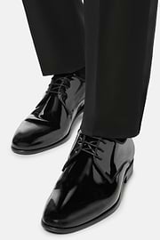 Leather Derby Shoes, Black, hi-res