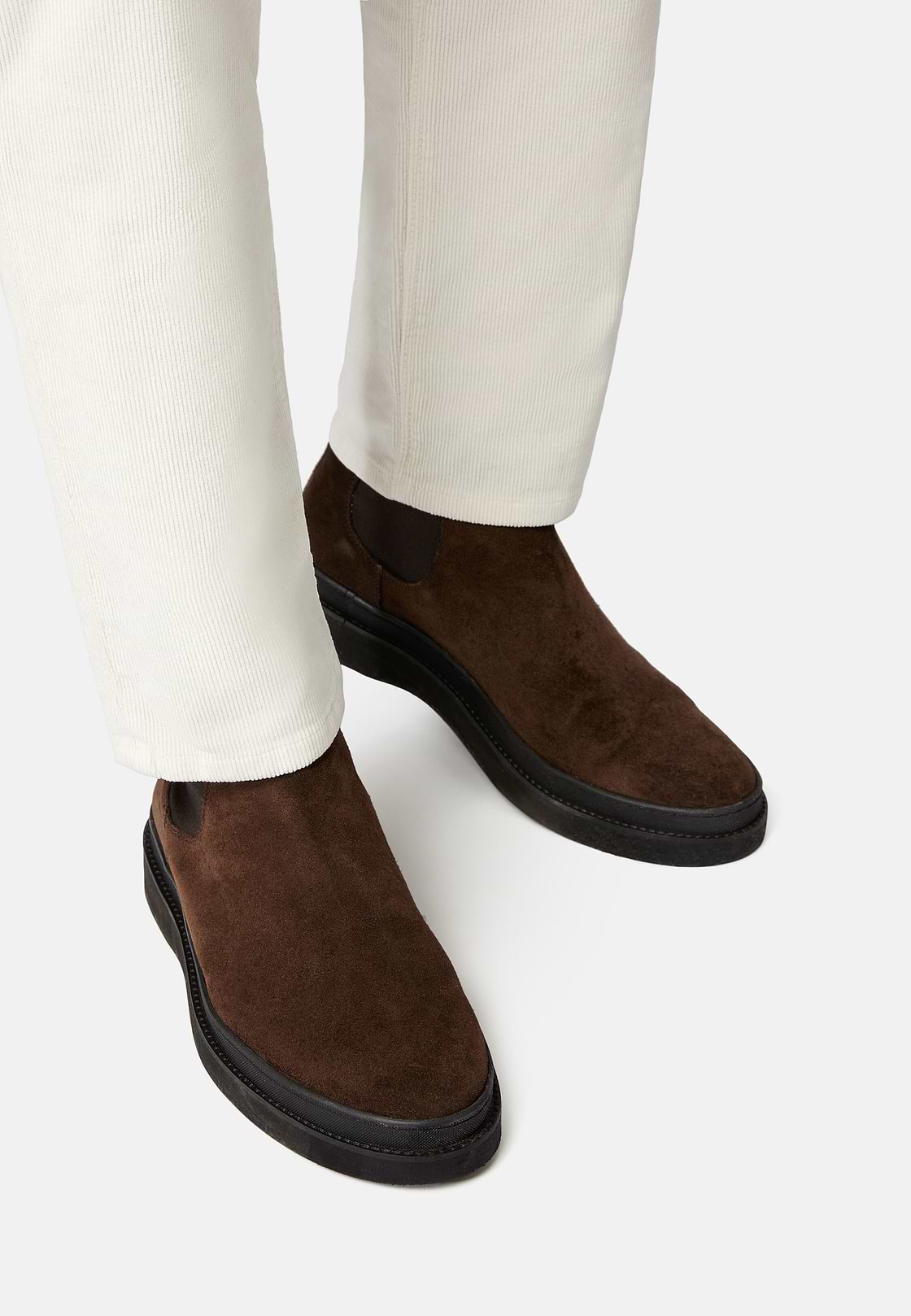 Suede Leather Ankle Boots, Brown, hi-res