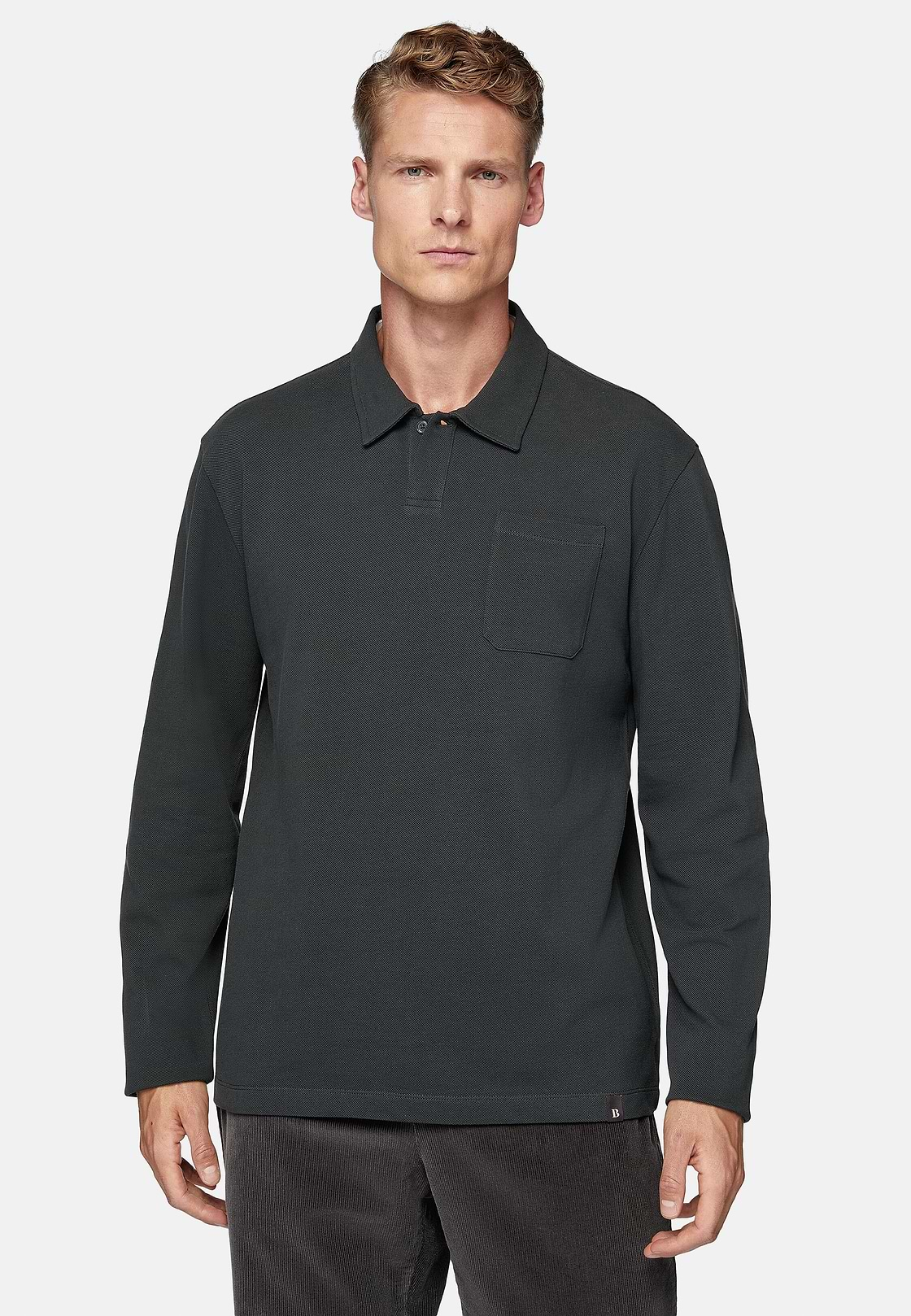 Cotton Piqué Polo Shirt, Charcoal, hi-res