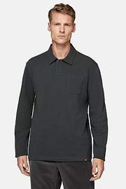 Cotton Piqué Polo Shirt, Charcoal, hi-res