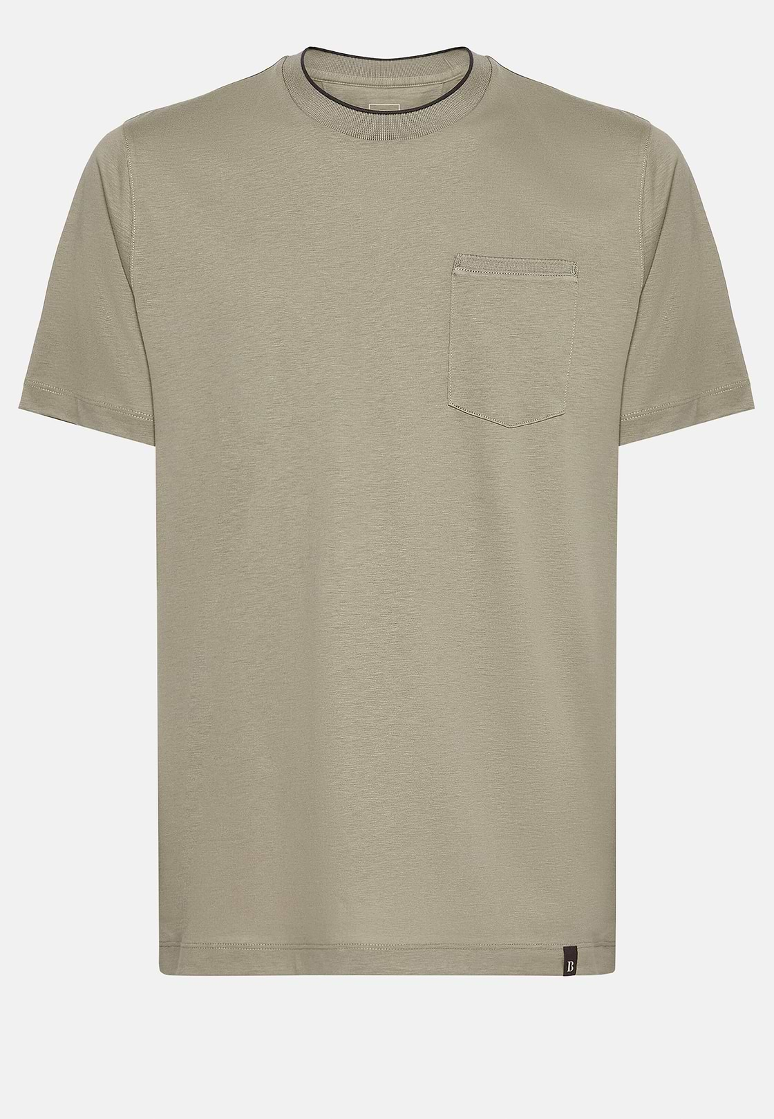 T-Shirt in Cotton and Tencel Jersey, Taupe, hi-res