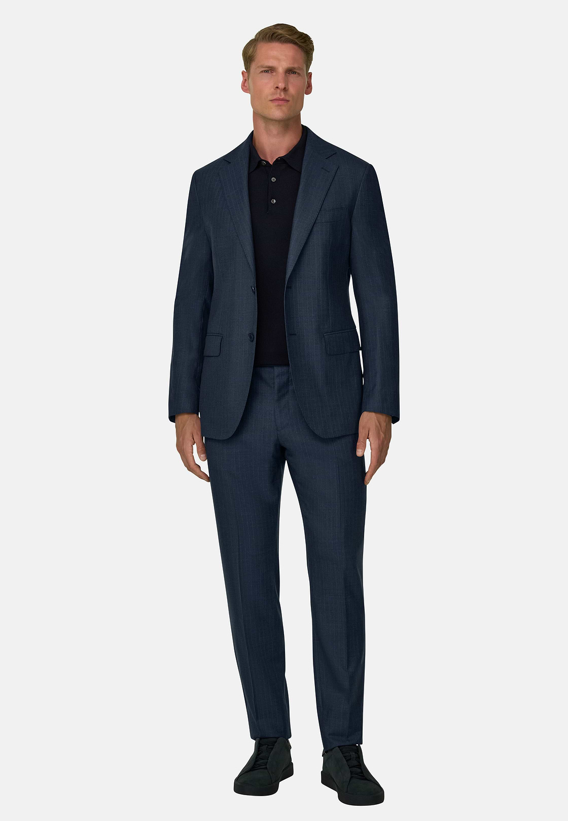 Suit in Super 130 Wool Pinstripe, Blue, hi-res, 2