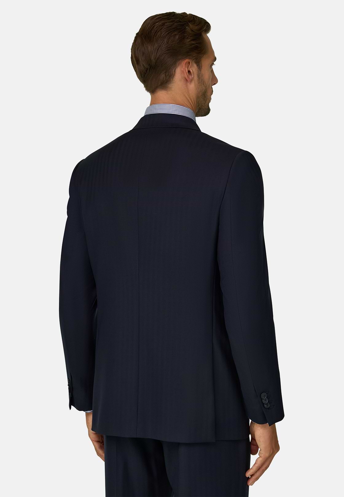 Suit in Herringbone Wool, Navy blue, hi-res, 5